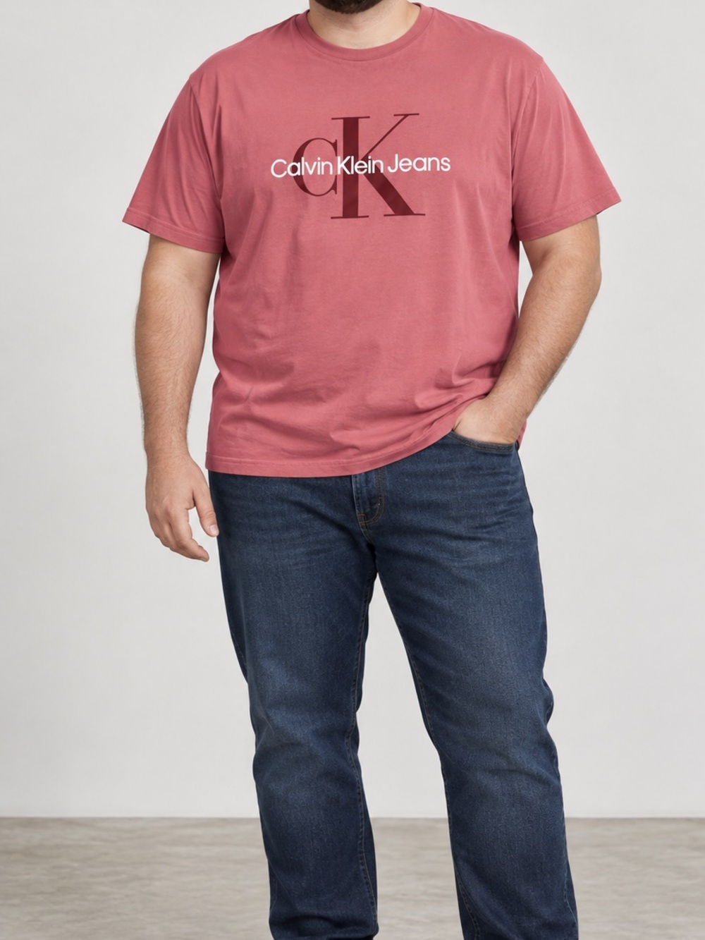 Calvin Klein Jeans Men’s XL Pink CK Logo Graphic T-Shirt Cotton